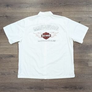 Vintage Harley Davidson Motorcycles flames button up shirt - SIZE 2XL